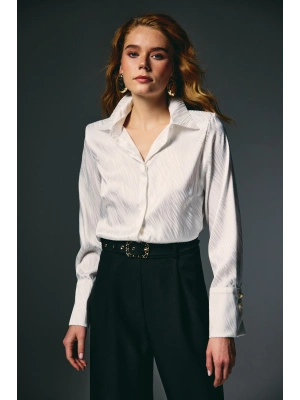 Zebra Desenli Gömlek - Ekru