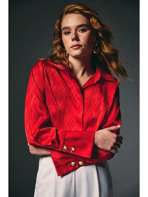 Zebra Desenli Gömlek - Kırmızı