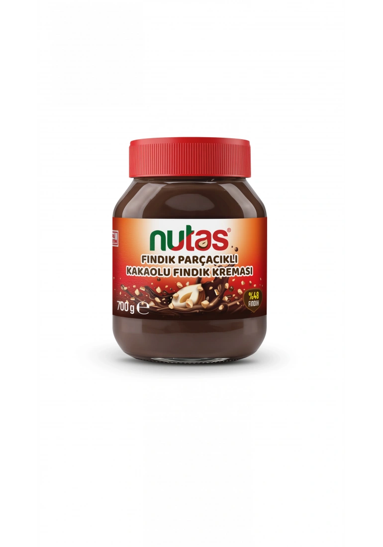 Nutas Fındık Parçacıklı Kakaolu Fındık Kreması – 700g Cam Kavanoz