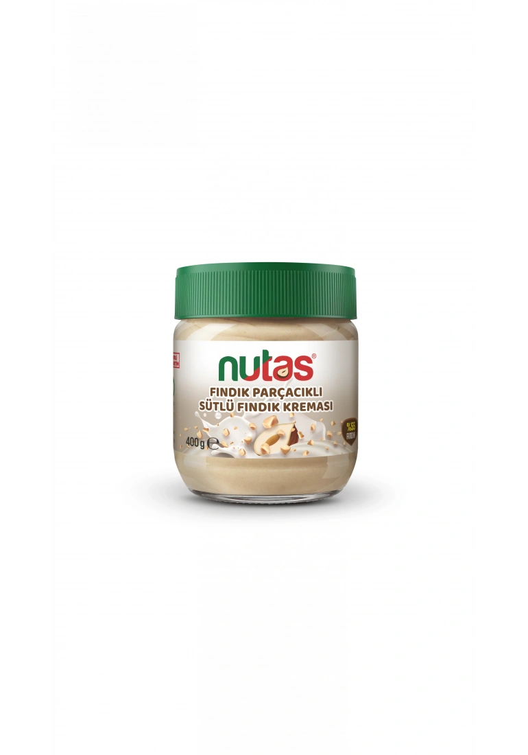 Nutas Fındık Parçacıklı Sütlü Fındık Kreması – 400g Cam Kavanoz