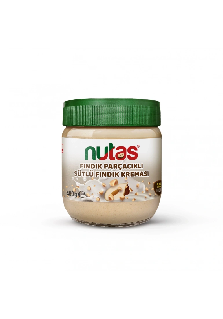 Nutas Fındık Parçacıklı Sütlü Fındık Kreması – 400g Cam Kavanoz