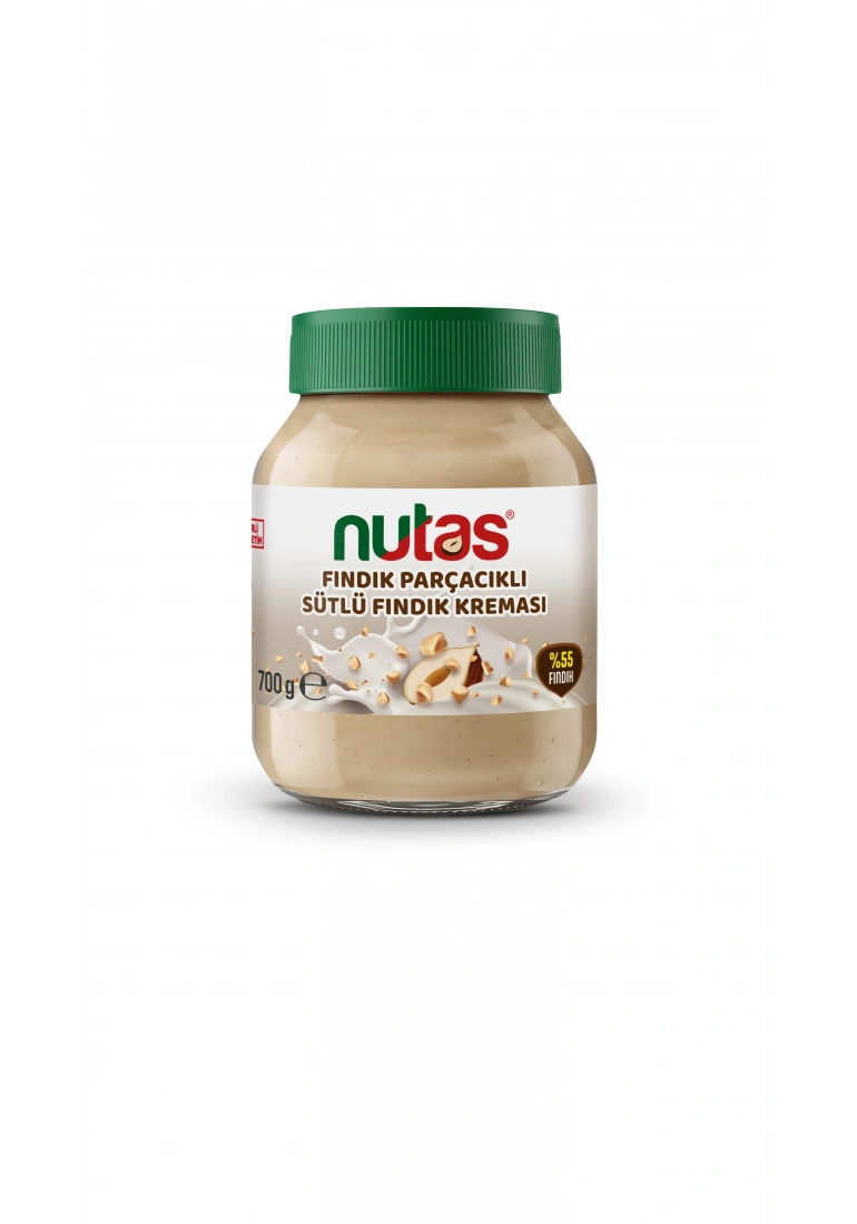 Nutas Fındık Parçacıklı Sütlü Fındık Kreması – 700g Cam Kavanoz
