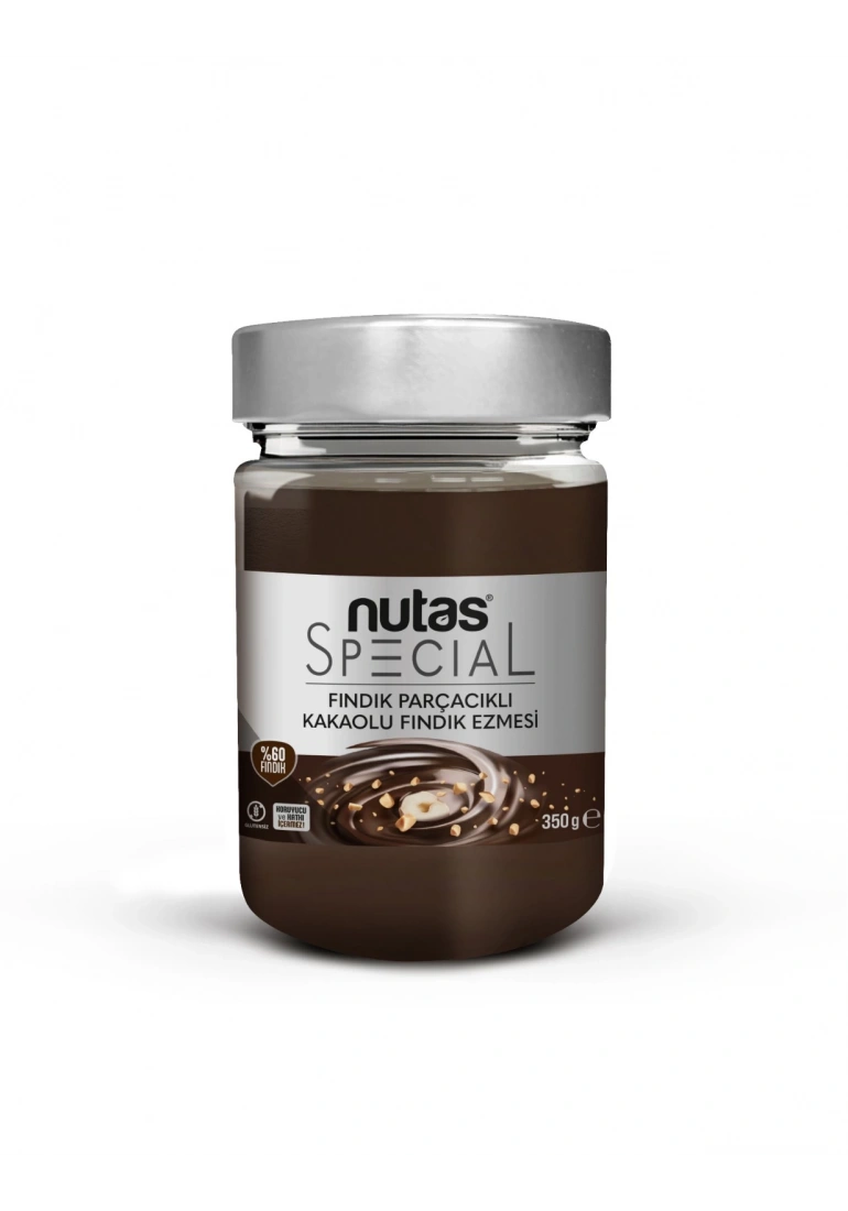 Nutas Special Fındık Parçacıklı Kakaolu Fındık Ezmesi - %60 FINDIK - 350g Cam Kavanoz