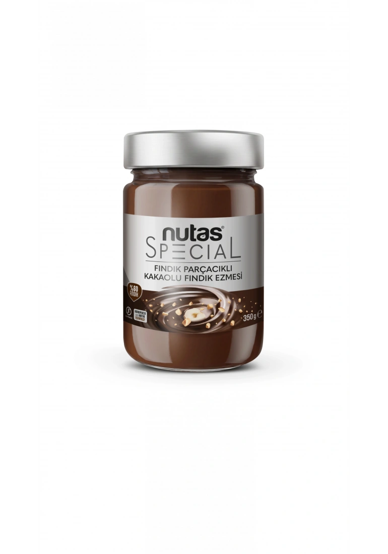 Nutas Special Fındık Parçacıklı Kakaolu Fındık Ezmesi - %60 FINDIK - 350g Cam Kavanoz