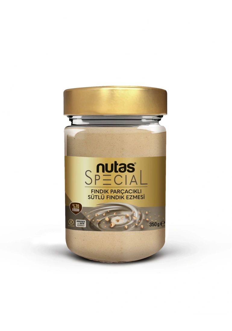 Nutas Special Fındık Parçacıklı Sütlü Fındık Ezmesi - %70 FINDIK - 350g Cam Kavanoz