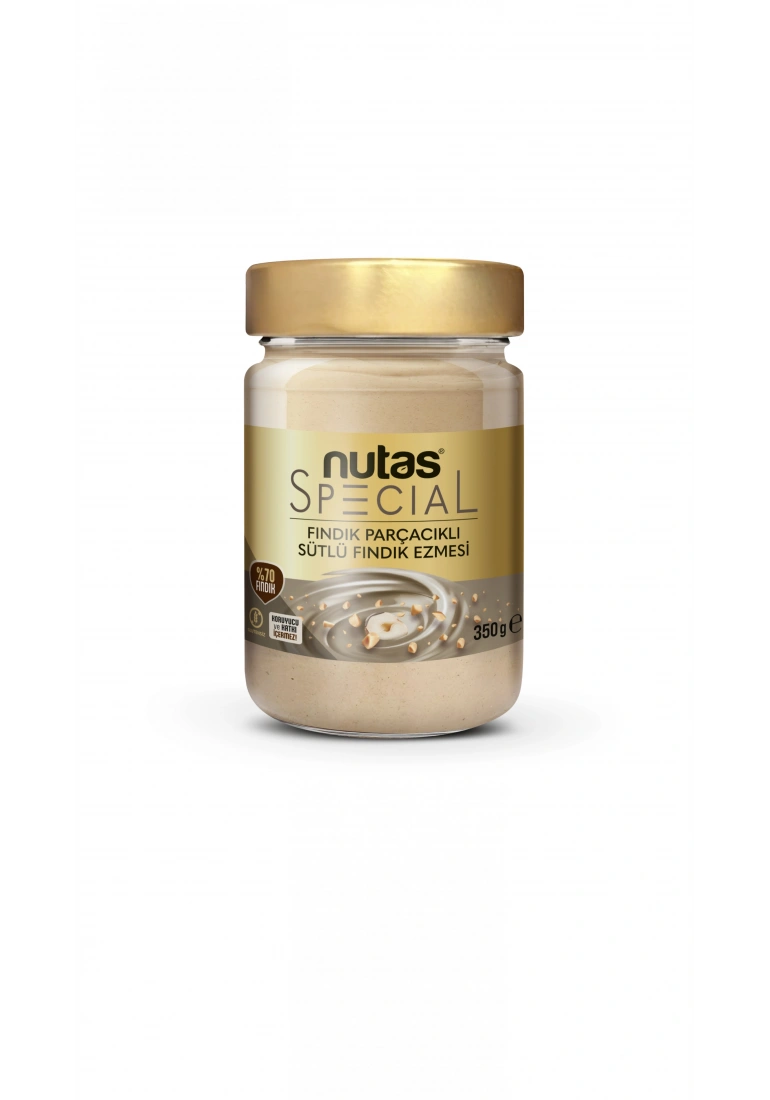Nutas Special Fındık Parçacıklı Sütlü Fındık Ezmesi - %70 FINDIK - 350g Cam Kavanoz
