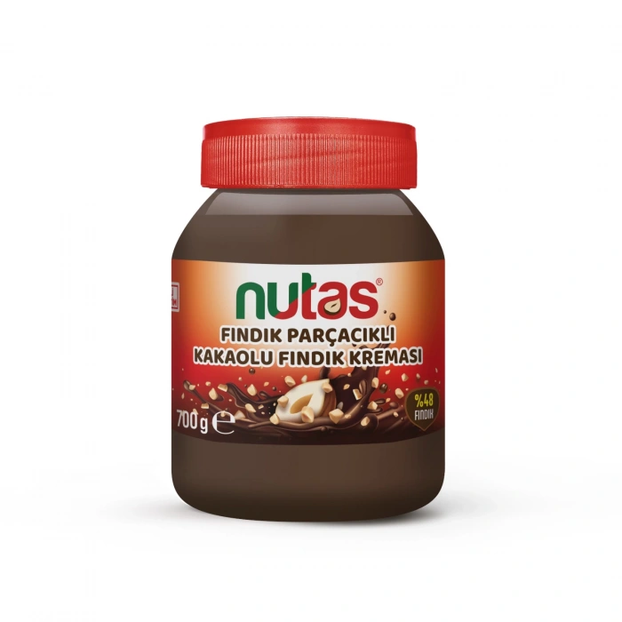 Nutas Fındık Parçacıklı Kakaolu Fındık Kreması – 700g Cam Kavanoz