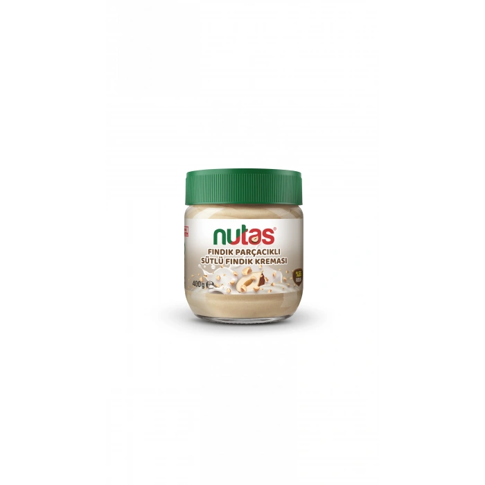 Nutas Fındık Parçacıklı Sütlü Fındık Kreması – 400g Cam Kavanoz