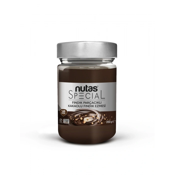 Nutas Special Fındık Parçacıklı Kakaolu Fındık Ezmesi - %60 FINDIK - 350g Cam Kavanoz