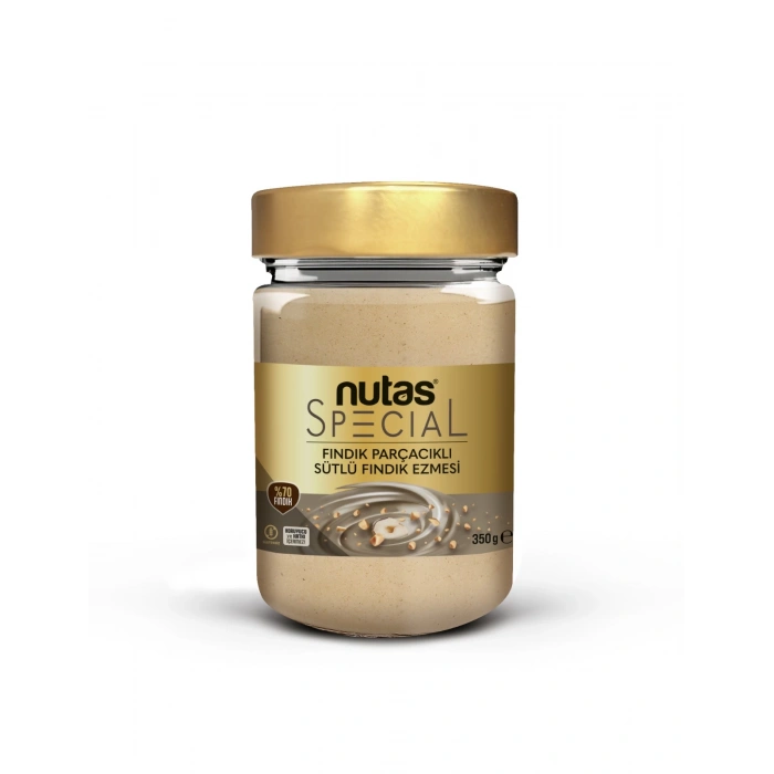 Nutas Special Fındık Parçacıklı Sütlü Fındık Ezmesi - %70 FINDIK - 350g Cam Kavanoz