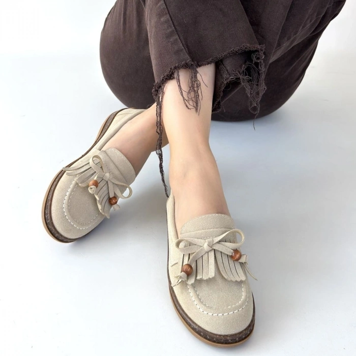 Boriy Bej Deri Tozu Süet Babet Ayakkabı