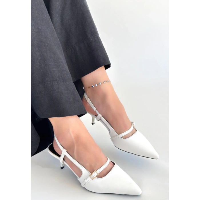 Darina Beyaz Cilt Topuklu Ayakkabı