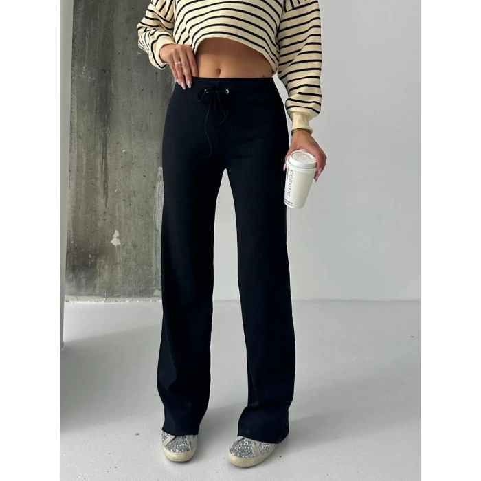 Fit comfort siyah salaş pantolon A6011