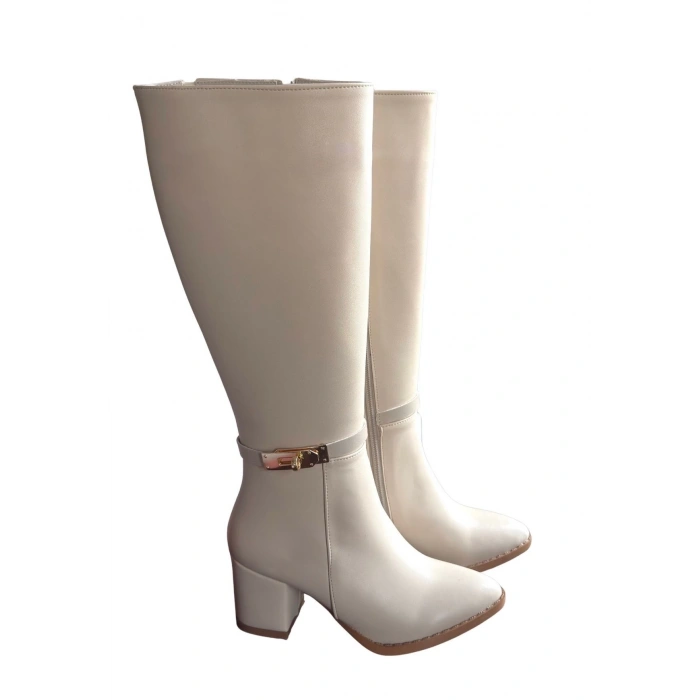 Jeoli Bej Cilt Topuklu Çizme