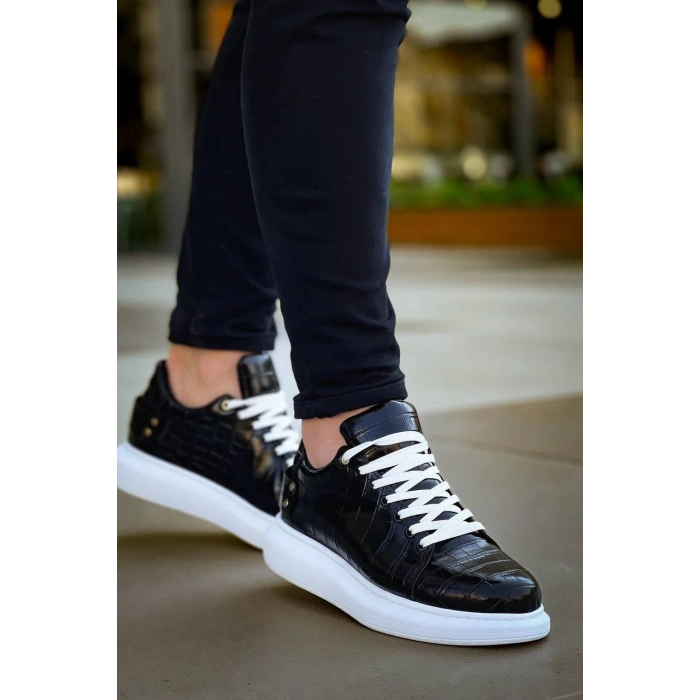 KB047  Kuback SİYAH Crocodile Günlük Erkek  Ayakkabı