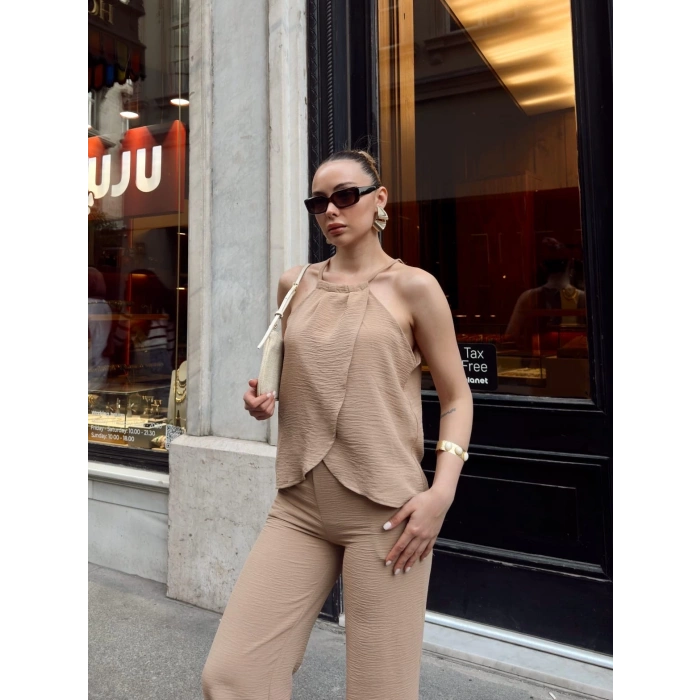 Kruvaze takım ayrobin bej s054