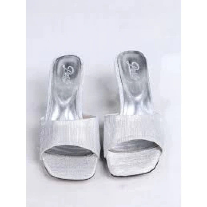 Luart Gümüş Simli Topuklu Terlik