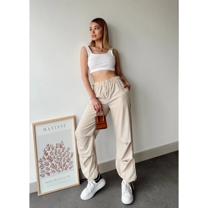 Paraşüt pantolon bej