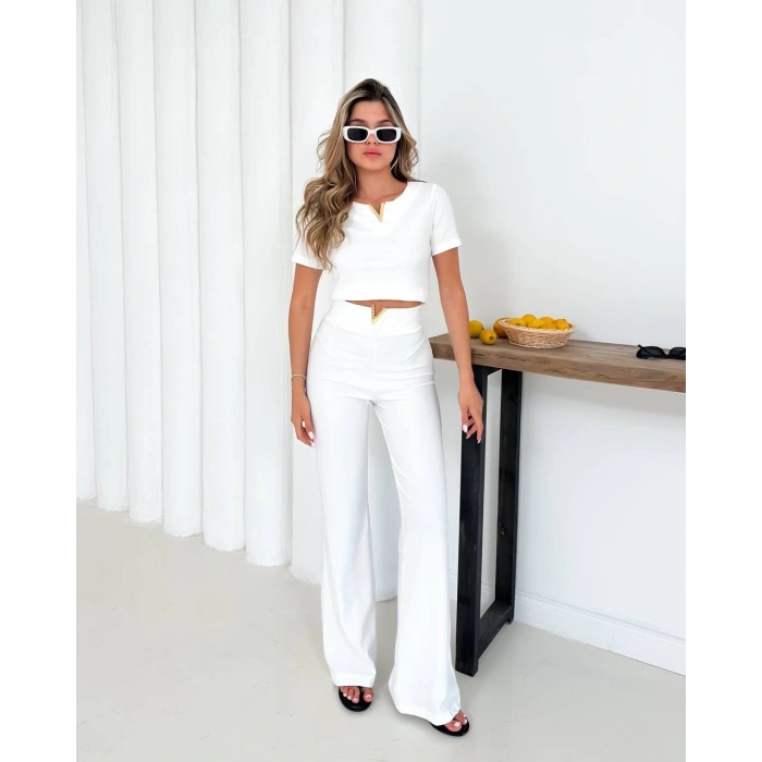 V aksesuarlı ottoman takım beyaz s255850