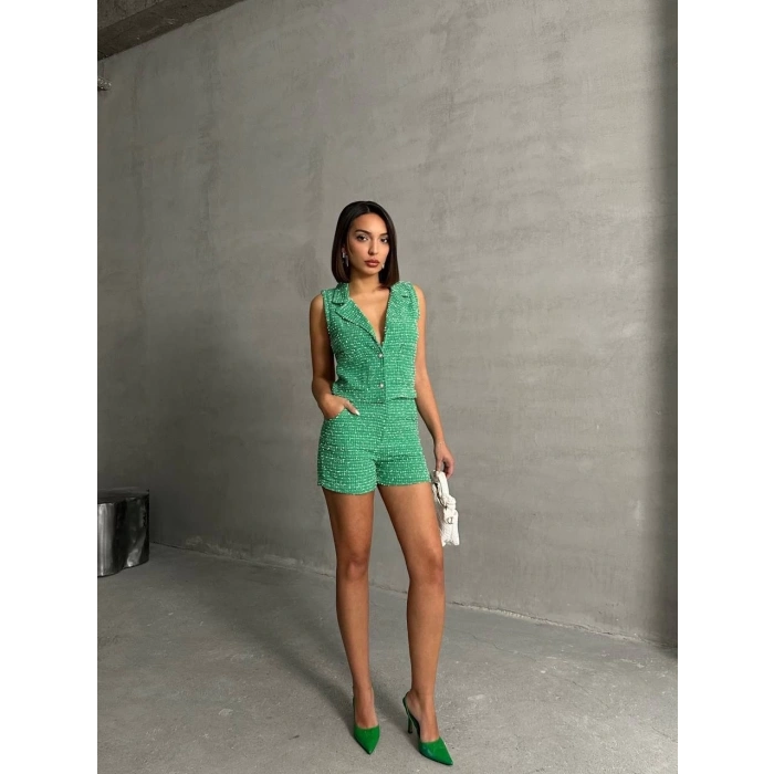 Yelekli şort takım Yeşil