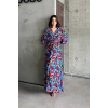 Dokuma baskılı yarasa kol elbise s8124