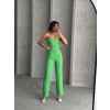 Palazzo pantolonlu alt üst takım yeşil