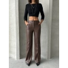 Zr deri palazzo pantolon kahve h24654