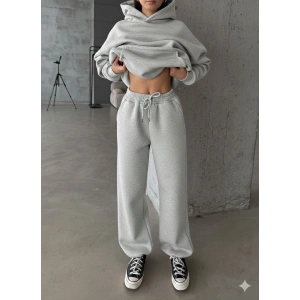 3 iplik şardonlu Lastik paça eşofman gri p510439