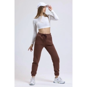 3 iplik şardonlu paça lastikli eşofman kahve is001