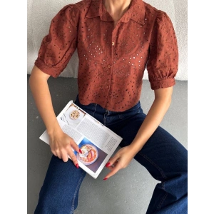 Brodeli crop gömlek s1023