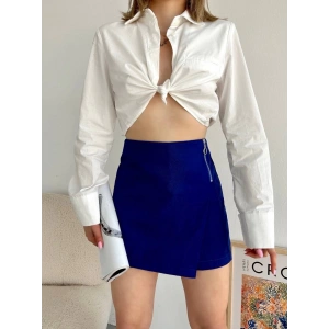 Gabardin fermuarlı şort etek S24906