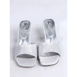 Luart Gümüş Simli Topuklu Terlik