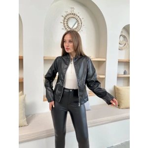 Mevsimlik deri ceket siyah st255510