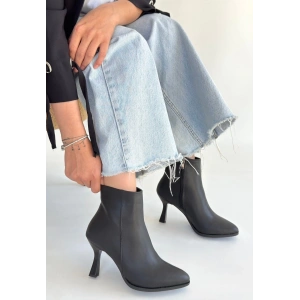 Mişha Siyah Cilt Topuklu Bot