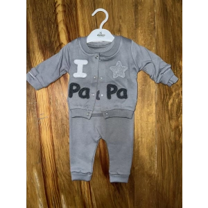 3-12 aylık üçlü kolej ceketli takım gri