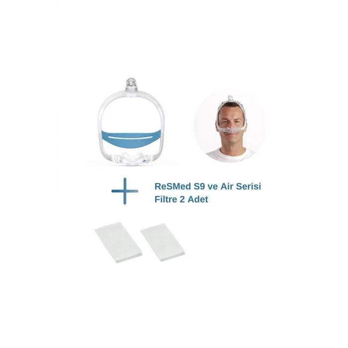 AirFit N30i CPAP Burun Maskesi STD Boy+ResMed S9 ve Air Serisi Filtre 2’li Paket