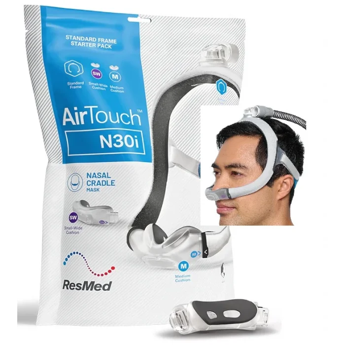 ResMed AirFit AİRTOUCH N30i Silikon CPAP Burun Maskesi - M Boy YENİ MODEL SW+ M BEDEN PAKETTE