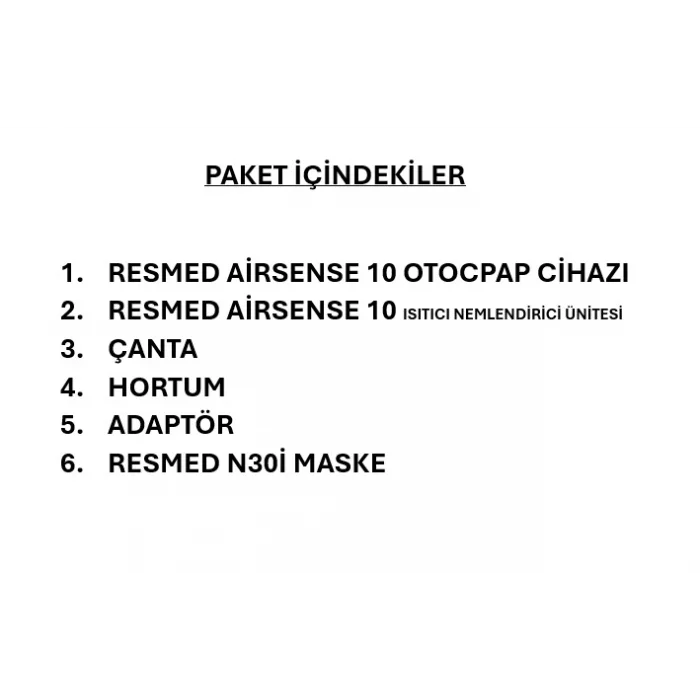 Resmed Airsense Otomatik Cpap Cihazı + Nemlendirici + N30i Maske