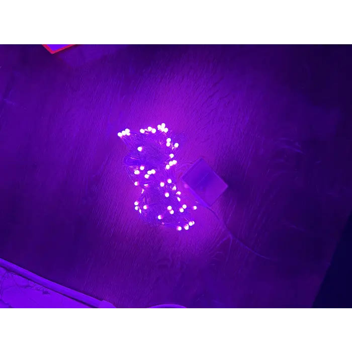 10m 100 Led Damla Uçlu Pembe Işık Şeffaf Kablo Mz-17-9