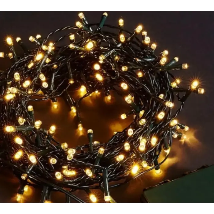 10m Boncuk Lamba Gün Işığı 8 Fonksiyon 100 Led Fişli Uzatma Kablolu Siyah Kablo