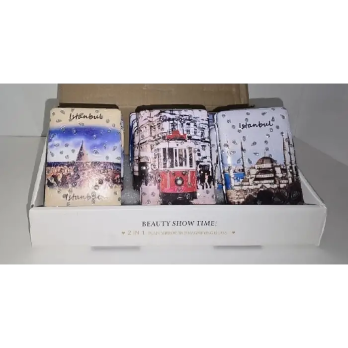 12li Büyüteçli Dikdörtgen Cep Aynası Mz-119