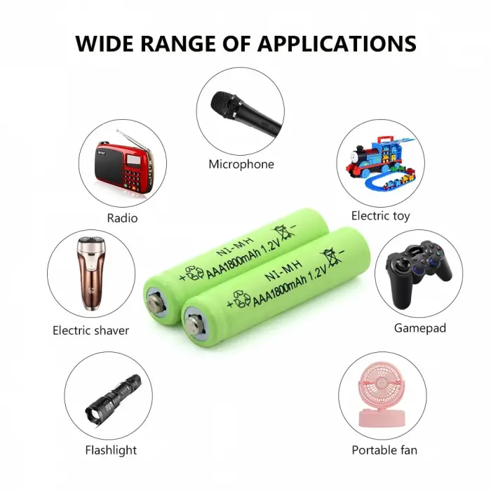 1800mah 1.2v Aa Ni-mh Şarj Edilebilir Pili 12 Adet