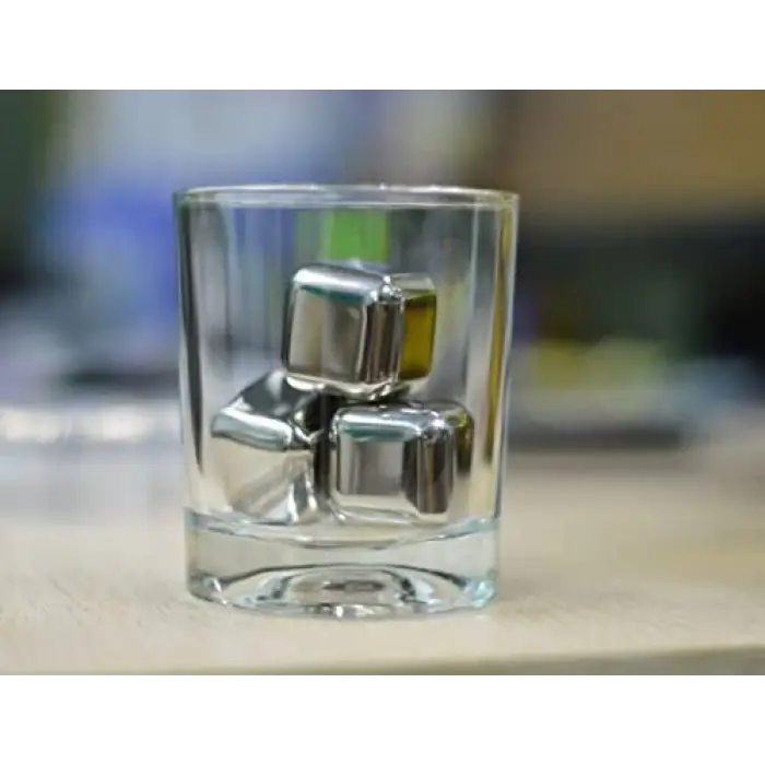 4lü Çelik Metal Kaplama Viski Taşı Soğutma Buz Küpü