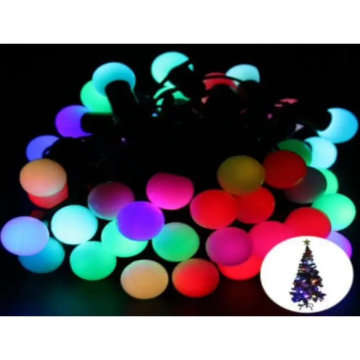 5 Metre 28 Led Fişli Rgb Mini Top Led Siyah Kablo