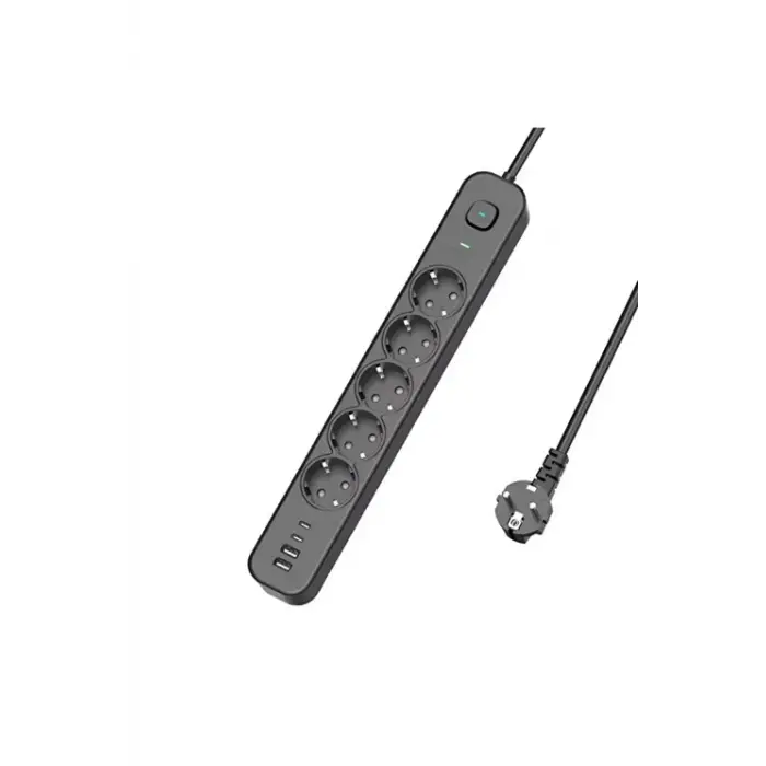 5 Prizli Akım Korumalı Uzatma Kablosu | 2xusb-a + 2xusb-c | 3680w - 2m Kablo