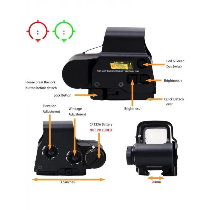 558g43 Xps2 Hedef İşaretleyici Red Dot  Holografik Nişangâh, 5x Büyütmeli Setsiyah