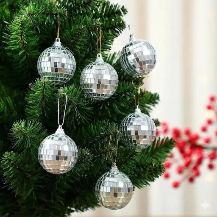 6lı Çam Ağacı Süsü Disko Topu-4cm