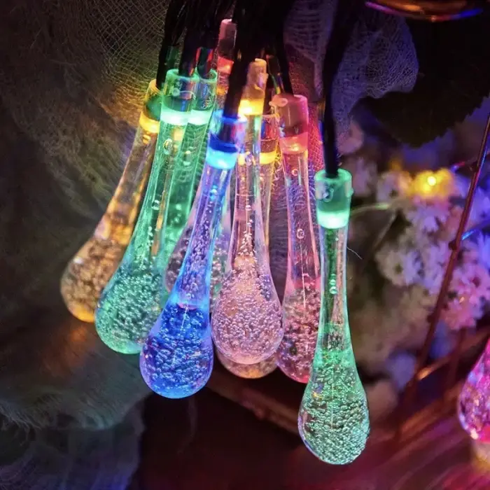 7m 50 Led Damla 8 Fonksiyonlu Solar Panelli-rgb