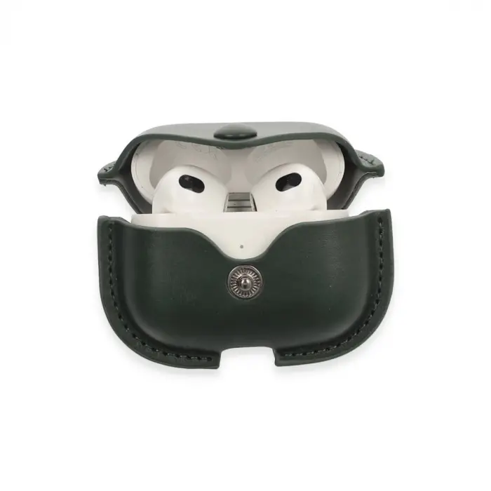 Airpods 3 (3.nesil) Çanta Deri Kılıf - Haki Yeşil