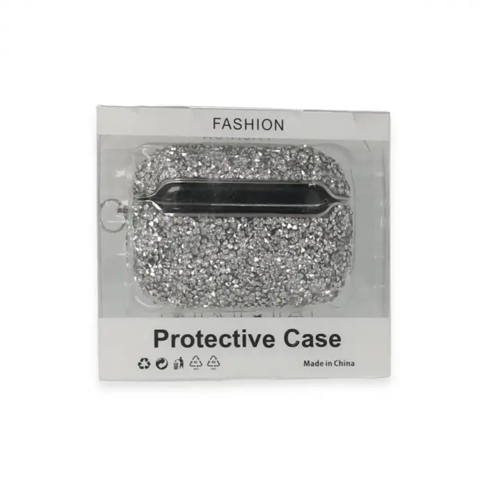 Airpods Pro (1.nesil) Mira Taşlı Kılıf - Gümüş
